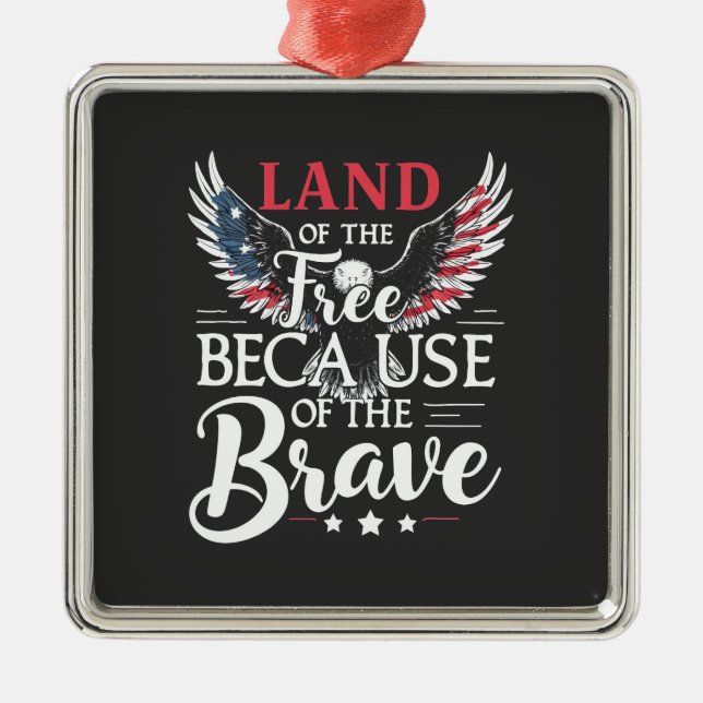 Adorno Metálico Tierra de los libres por el valiente veterano (Frente)