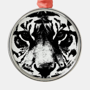 Adorno Metálico Tigre blanco y negro