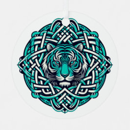 Adorno Metálico Tigre celta Verde azulado