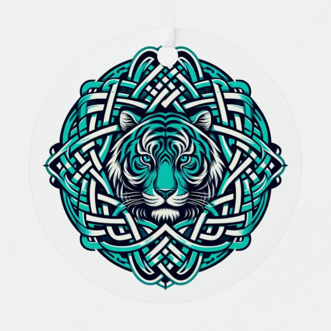 Adorno Metálico Tigre celta Verde azulado (Anverso)