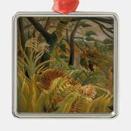 Adorno Metálico Tigre sorprendido en tormenta tropical