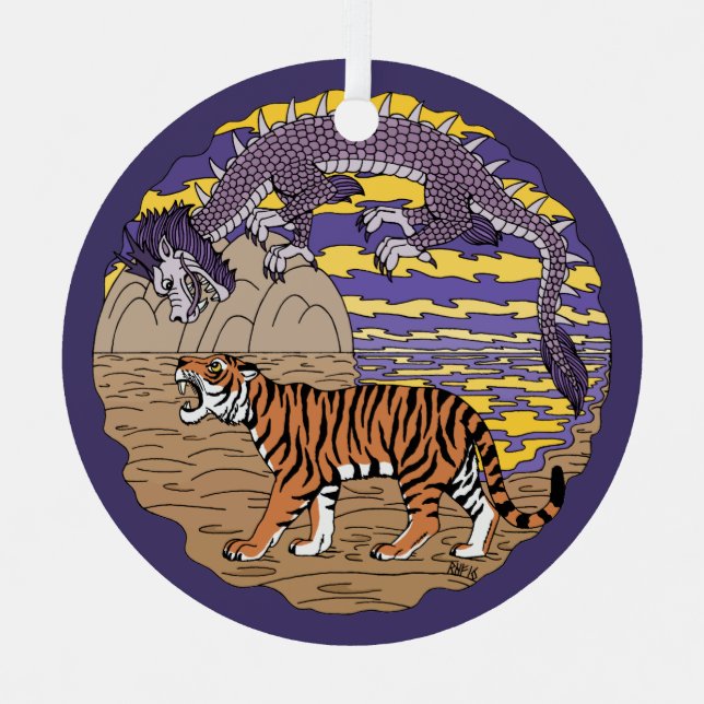 Adorno Metálico Tigre y dragón (Anverso)