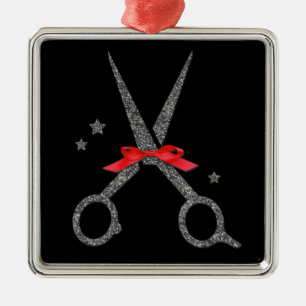 Adorno Metálico Tijeras de purpurina plateado - Estilista de peluq