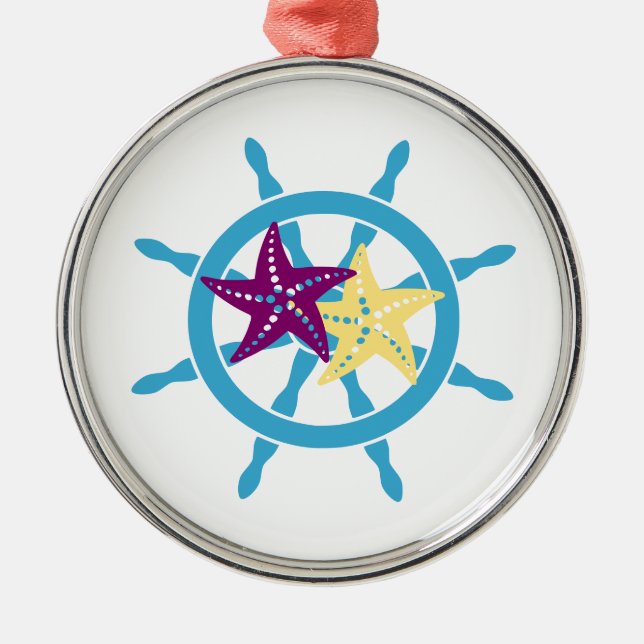 Adorno Metálico Timón de barco y estrella de mar (Frente)