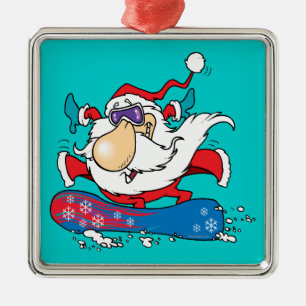 Adorno Metálico tipo genial haciendo snowboard santa claus