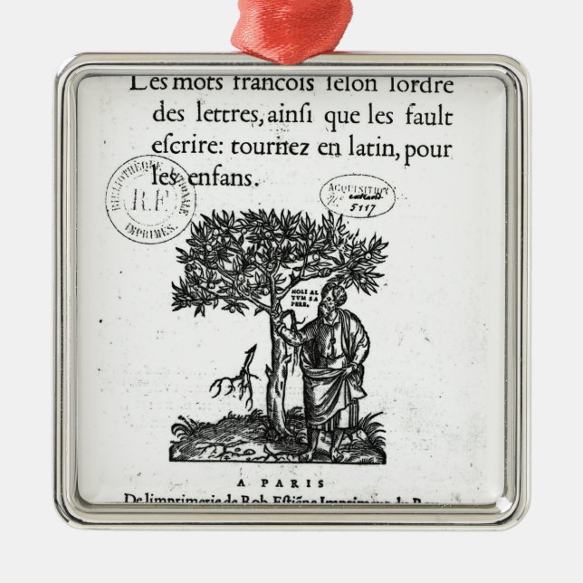 Adorno Metálico Titlepage del primer diccionario Francés-Latino (Frente)