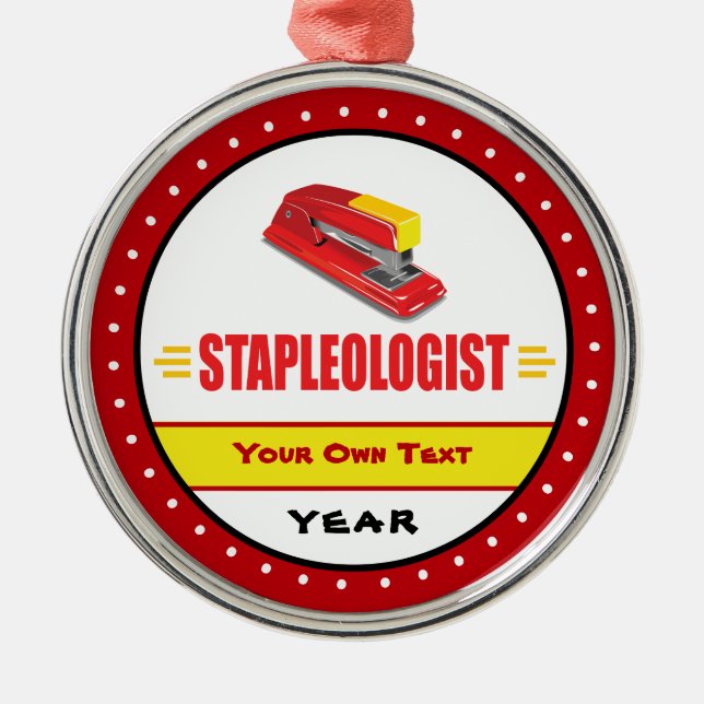 Adorno Metálico Título divertido del amante de la grapadora (Frente)