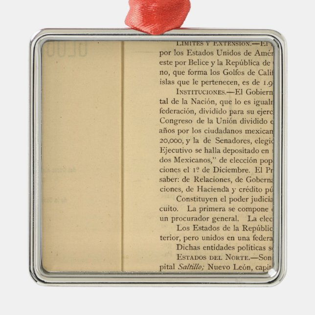 Adorno Metálico Título Página del Atlas de México 1874 (Frente)