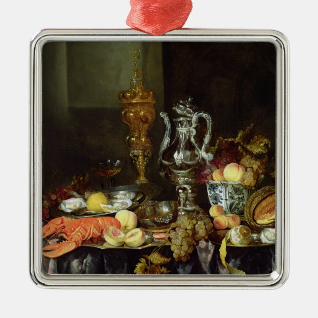 Adorno Metálico Todavía vida con la fruta y los crustáceos (Frente)