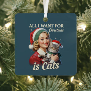 Adorno Metálico Todo lo que Quiero para Navidad son Gatos Amante d