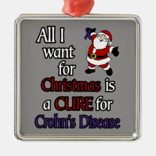 Adorno Metálico Todo lo que quiero para Navidades/Santa...Crohn's