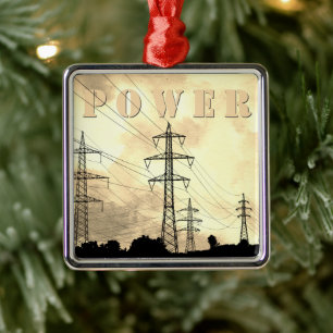Adorno Metálico Torres de alimentación y líneas Navidades de energ