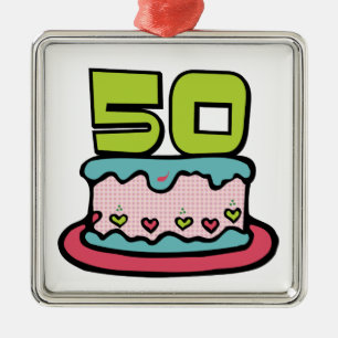 Adorno Metálico Torta de cumpleaños de 50 años