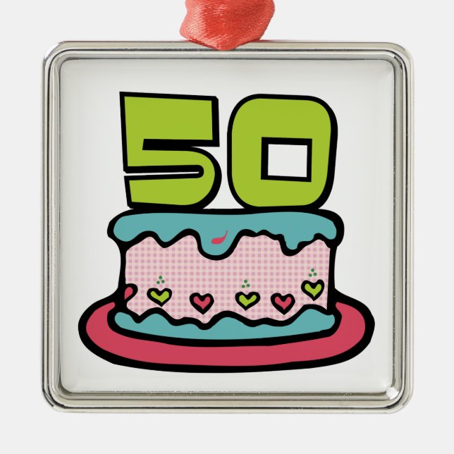 Adorno Metálico Torta de cumpleaños de 50 años (Frente)