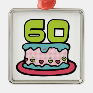 Adorno Metálico Torta de cumpleaños de 60 años