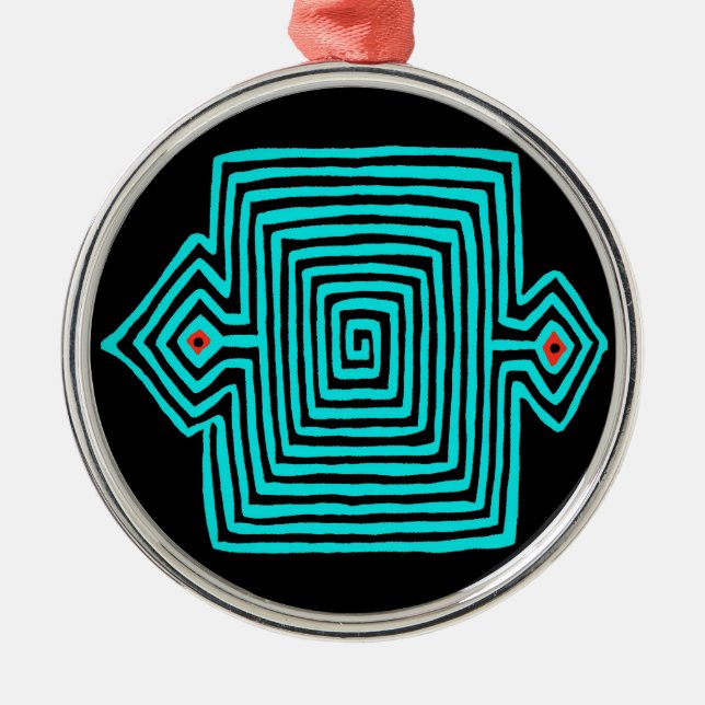 Adorno Metálico Tortuga Mola de Panamá - Negro azul (Frente)