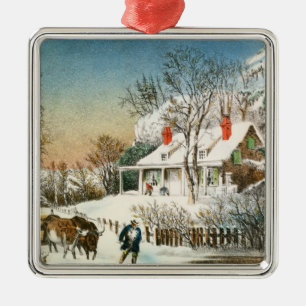 Adorno Metálico Traer a casa los registros, paisaje del invierno