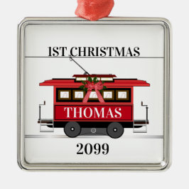 Adorno Metálico Tram Trolley Streetcar Primer Navidades Keepsake