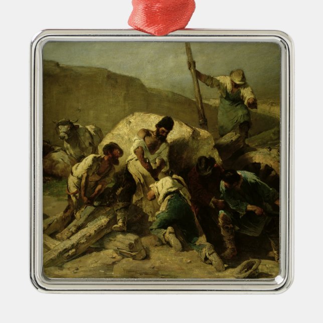 Adorno Metálico Transporte de bloques de la piedra (Frente)