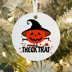 Adorno Metálico Treck Trat Pumpkin Sonriente