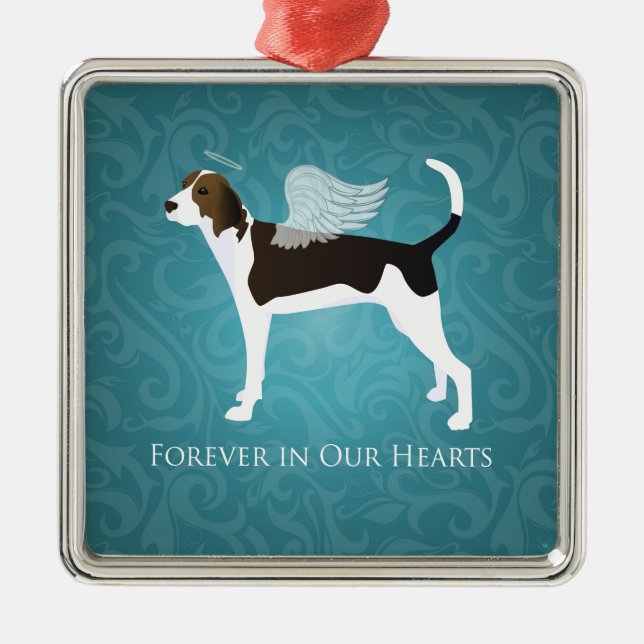 Adorno Metálico Treker Walker Coonhound Mascota Memorial Angel Dog (Frente)