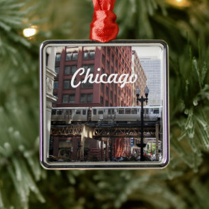 Adorno Metálico Tren elevado de Chicago en vacaciones