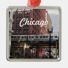 Adorno Metálico Tren elevado de Chicago en vacaciones