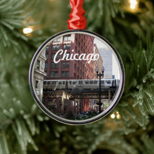 Adorno Metálico Tren elevado de Chicago en vacaciones