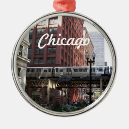Adorno Metálico Tren elevado de Chicago en vacaciones