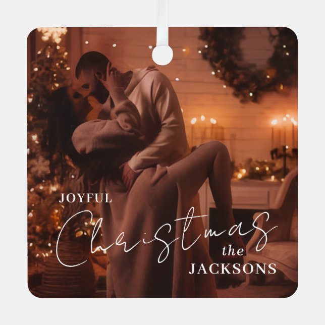 Adorno Metálico Trendy Couple Christmas Photo Metal Ornament  (Anverso)