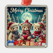 Tres Cuidados Teddy Bears Feliz Navidad