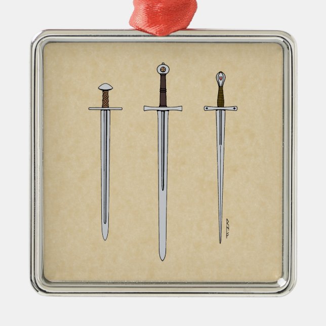 Adorno Metálico Tres espadas medievales 2016 (Frente)