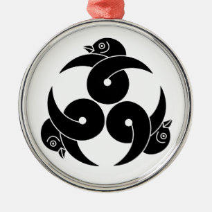 Adorno Metálico Tres gansos salvajes en bucle, cabezas hacia afuer