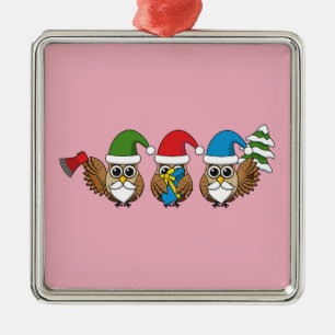 Adorno Metálico Tres graciosos Navidades Gnome Owes