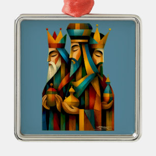 Adorno Metálico Tres Reyes Magos Arte Abstracto de la Natividad