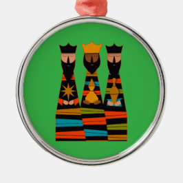 Adorno Metálico Tres Reyes Magos Modernos de Mitad de Siglo