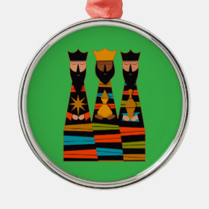 Adorno Metálico Tres Reyes Magos Modernos de Mitad de Siglo