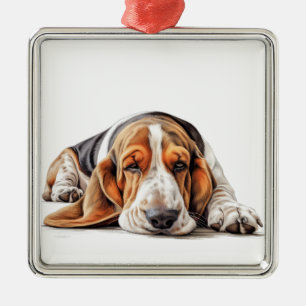 ADORNO METÁLICO TRI COLOR DEL COLOR DEL AGUA BASSET HOUNG PERRO