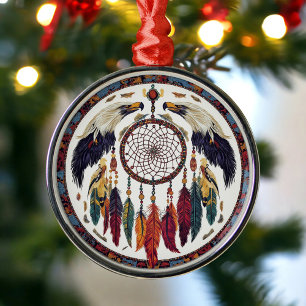 Adorno Metálico Tribal de piel de ave de ensueño nativo americano