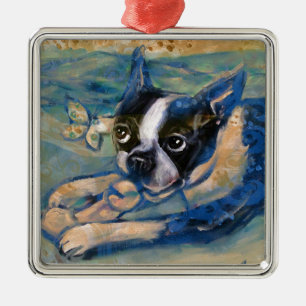 Adorno Metálico Tributo de la felicidad de Boston Terrier