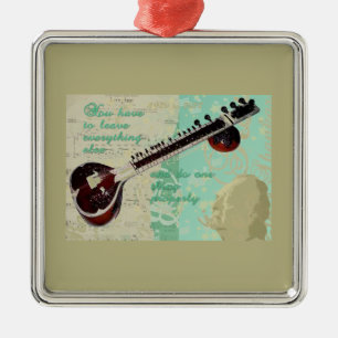 Adorno Metálico Tributo de Ravi Shankar al Sitar y a la música