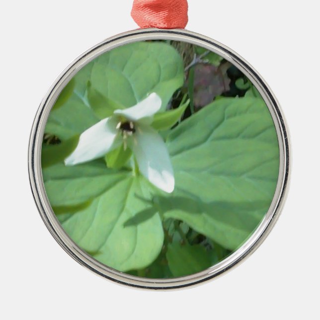Adorno Metálico trillium blanco con verde (Frente)