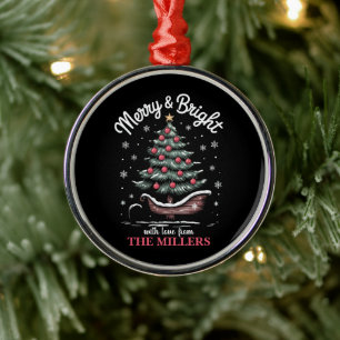 Adorno Metálico Trineo de Navidad Personalizado Árbol Alegre y Bri