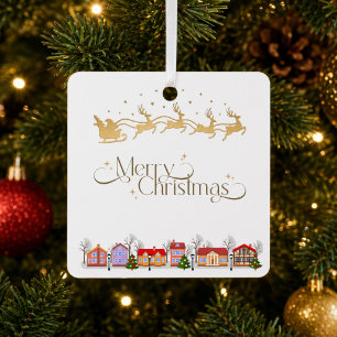 Adorno Metálico Trineo de Santa Navidad Personalizada