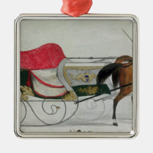 Adorno Metálico Trineo traído por caballo