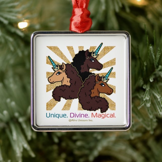 Adorno Metálico Trío Afro Unicornio: único, divino y mágico (Árbol)