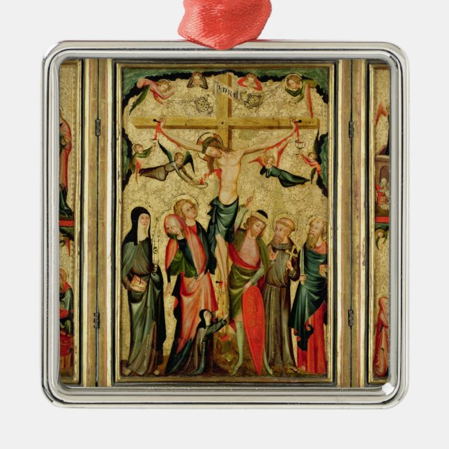 Adorno Metálico Tríptico que representa la crucifixión de Cristo (Frente)