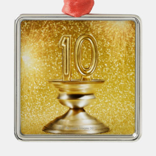Adorno Metálico Trofeo del número 10 del oro