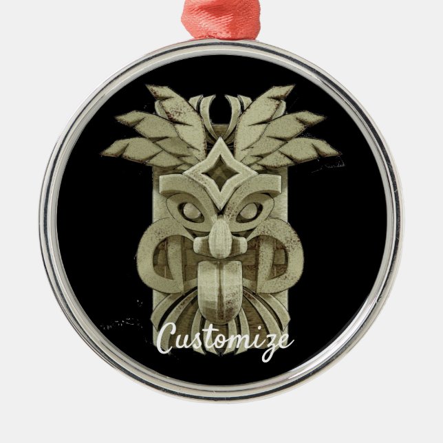 Adorno Metálico Trueno de escultura tiki tallada (Frente)