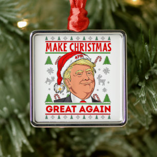 Adorno Metálico Trump vuelve a hacer grandes Navidades, Donald Tru